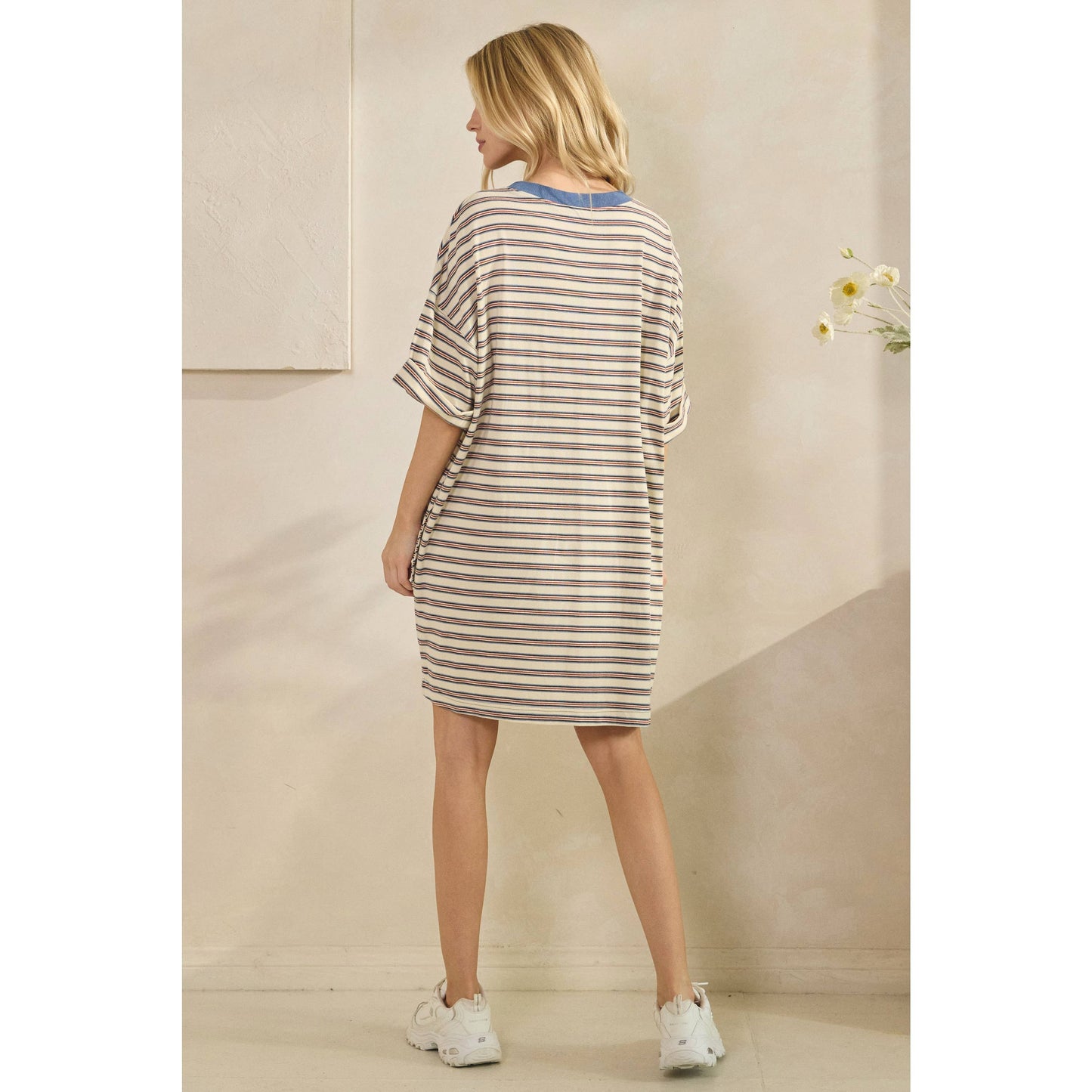 Stripe Knit Pullover Big Top Dress