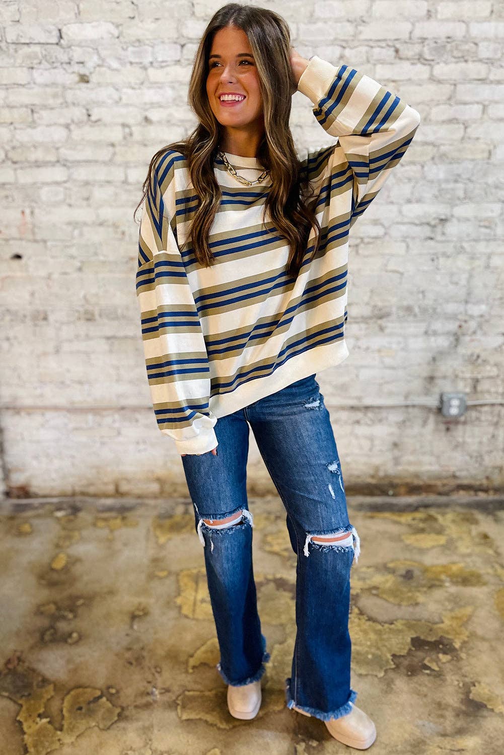 Trudie Striped Crewneck Pullover