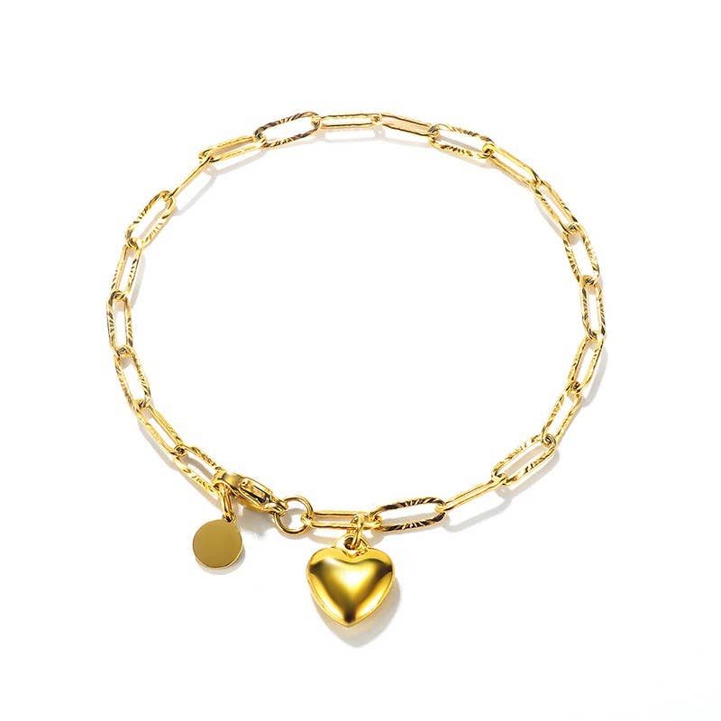 STAINLESS STEEL TARNISH FREE HEART BRACELET