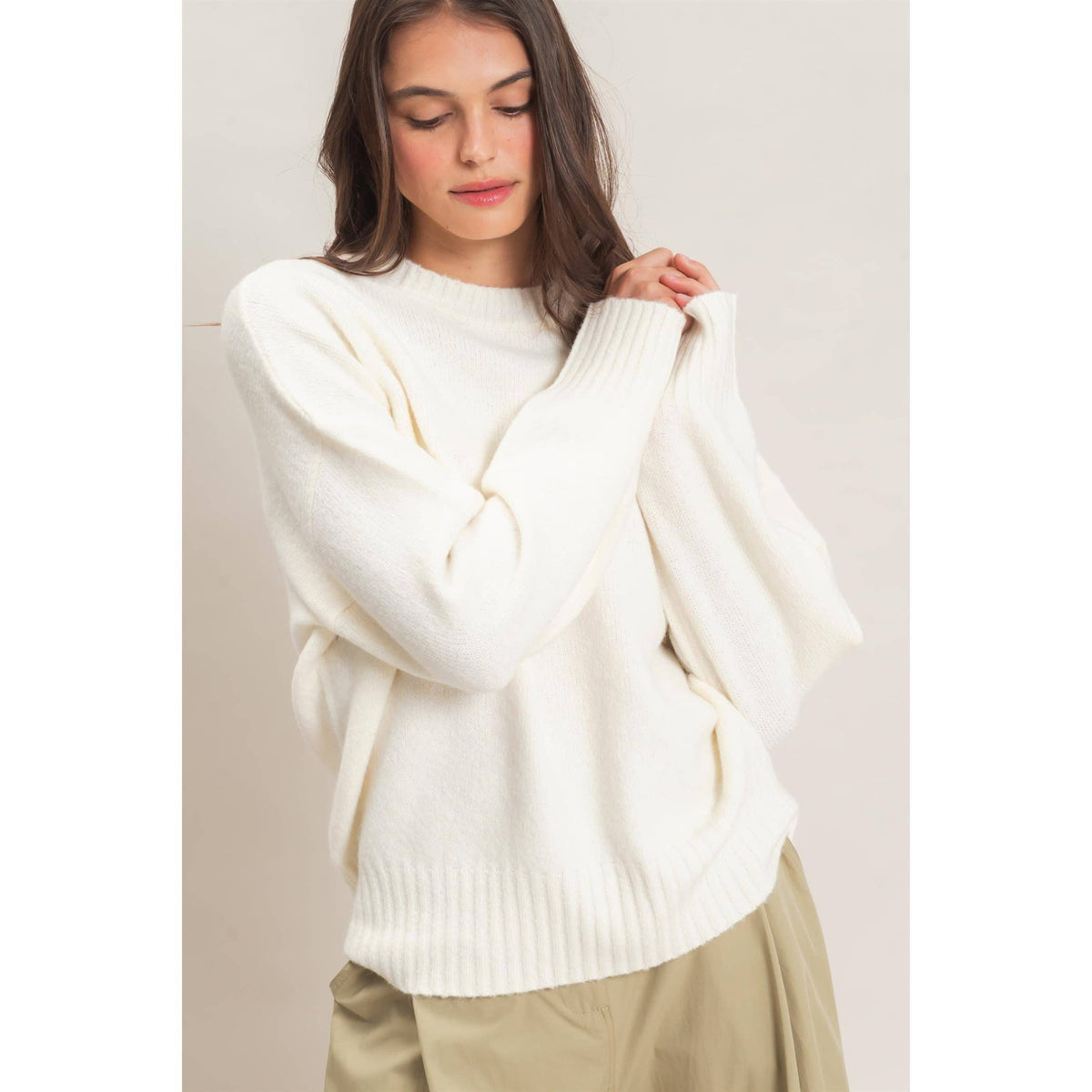 Ribbed Crew Neck Sweater