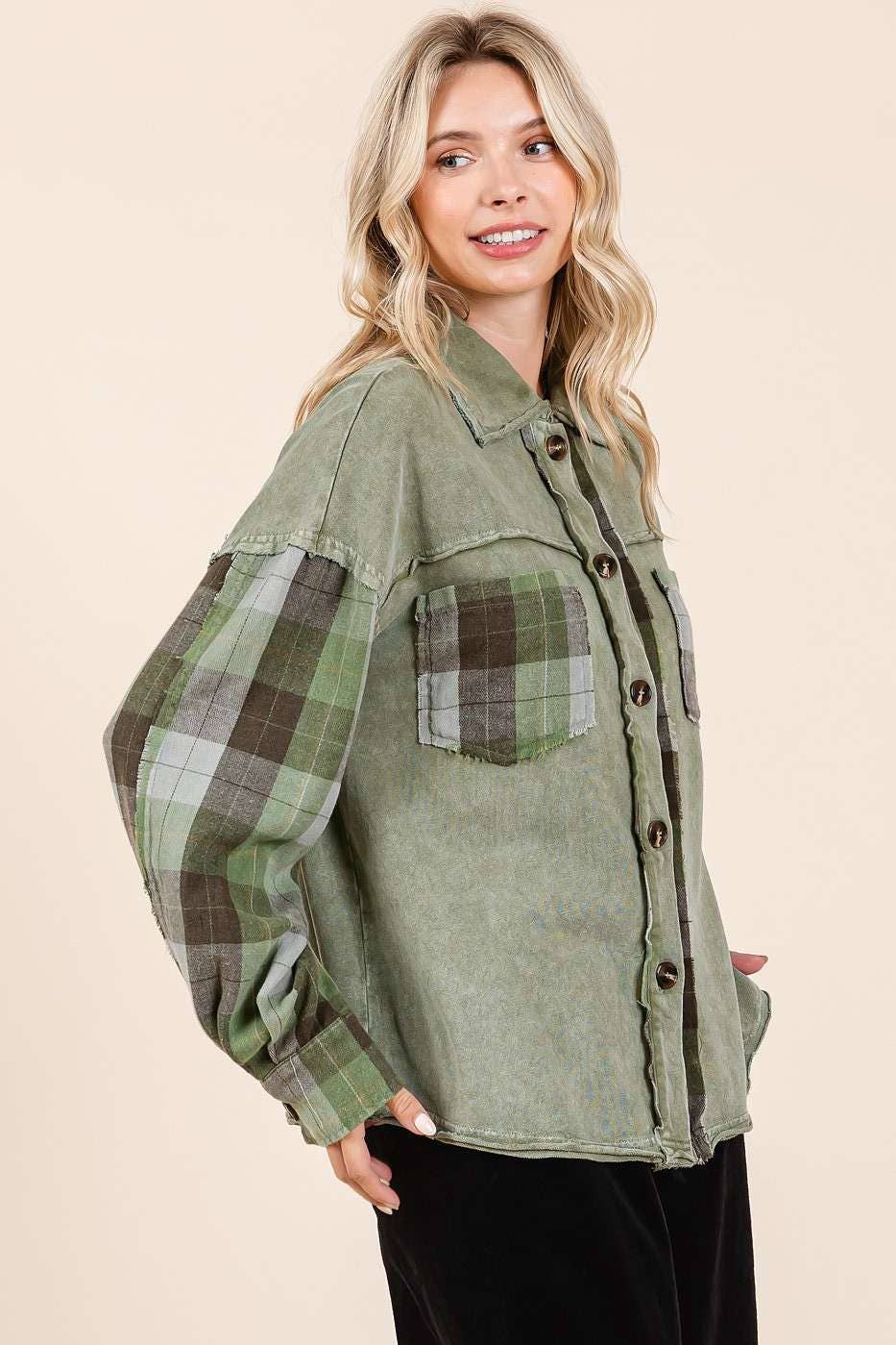 MINERAL WASH PATCHWORK PLAID