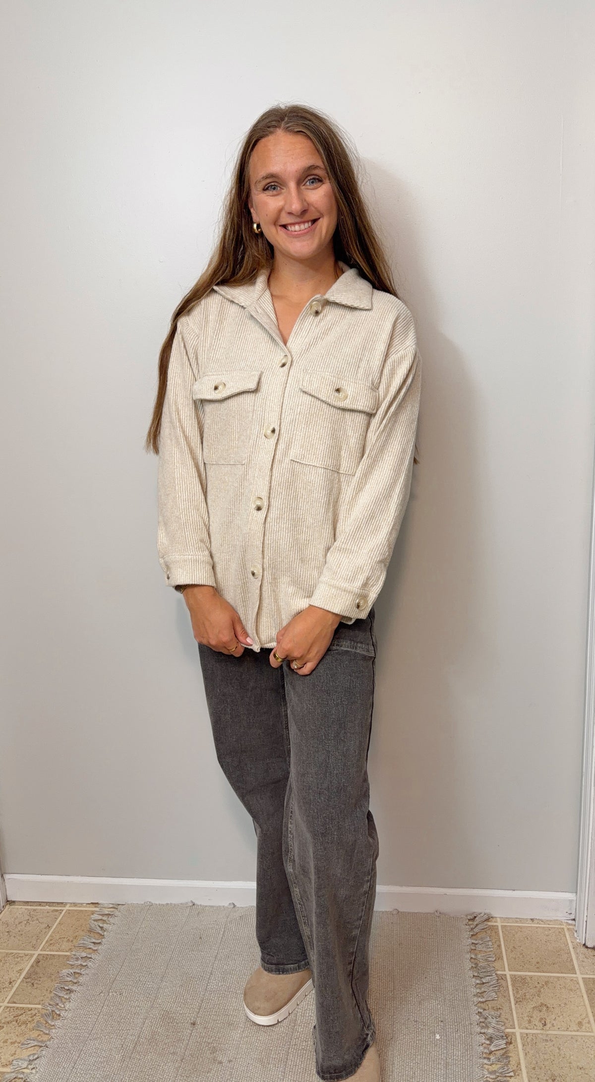 Brushed waffles button down Shacket