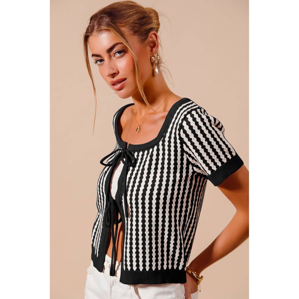 ABIGAIL VERTICAL STRIPE CARDIGAN TOP