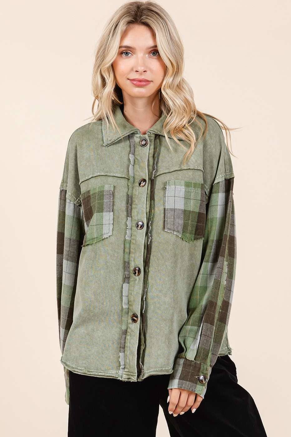 MINERAL WASH PATCHWORK PLAID