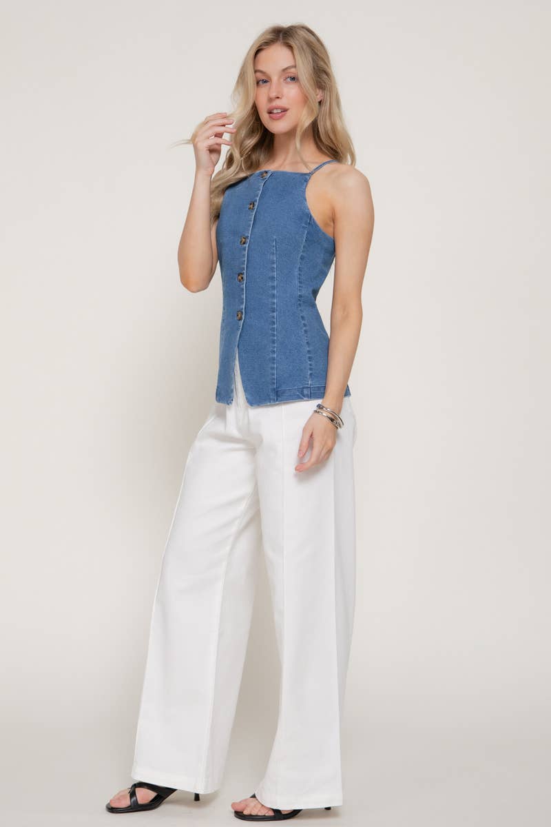 Denim Long Vest Top