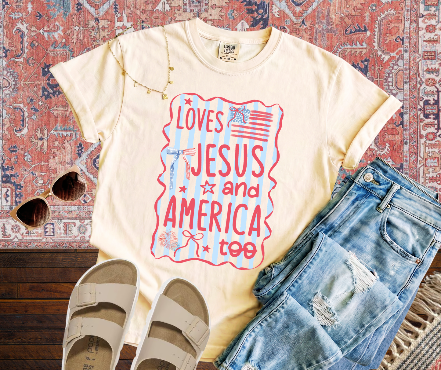 Loves Jesus and America Too Tee
