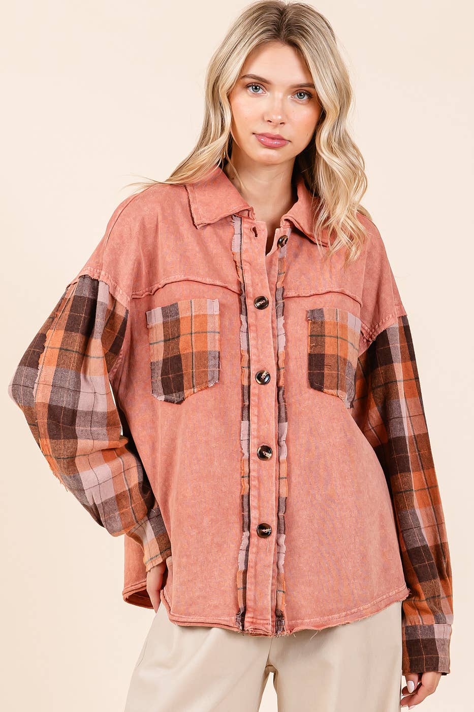 MINERAL WASH PATCHWORK PLAID