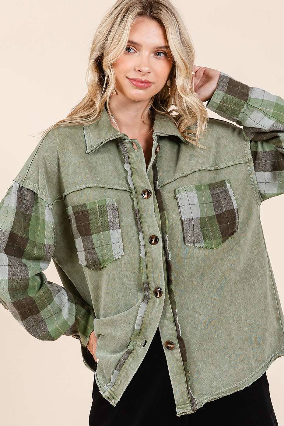 MINERAL WASH PATCHWORK PLAID