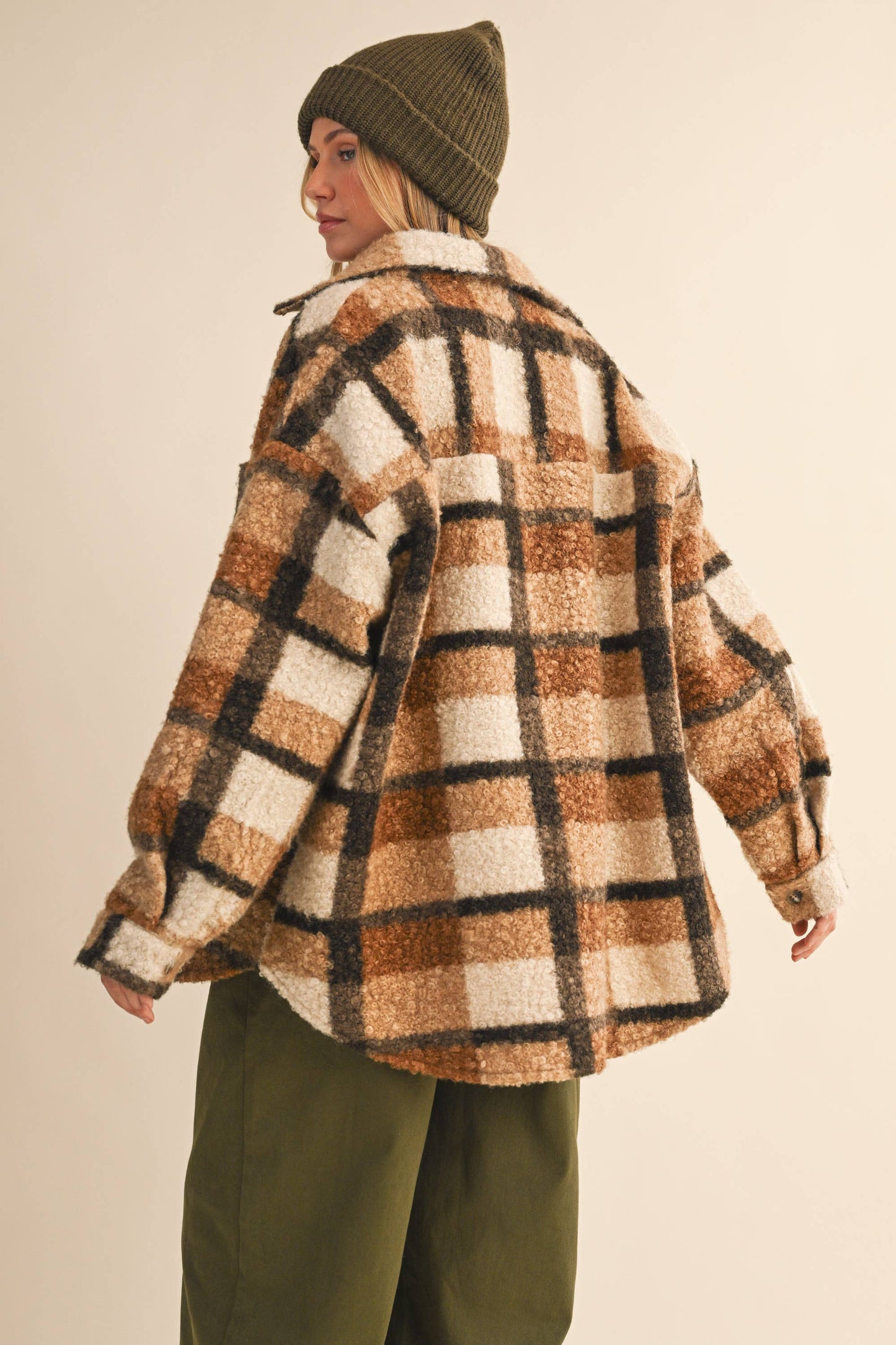 VIVIAN TEDDY PLAID OVERSIZED SHACKET