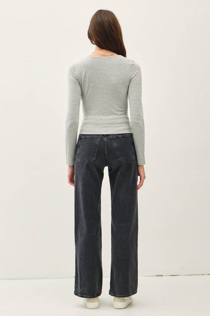 BASIC ULTRA SOFT STRIPED LONG SLEEVE TOP