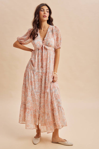 FLORAL BUTTON DOWN MAXI DRESS