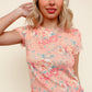 Floral Frilled Hem Short Sleeve
