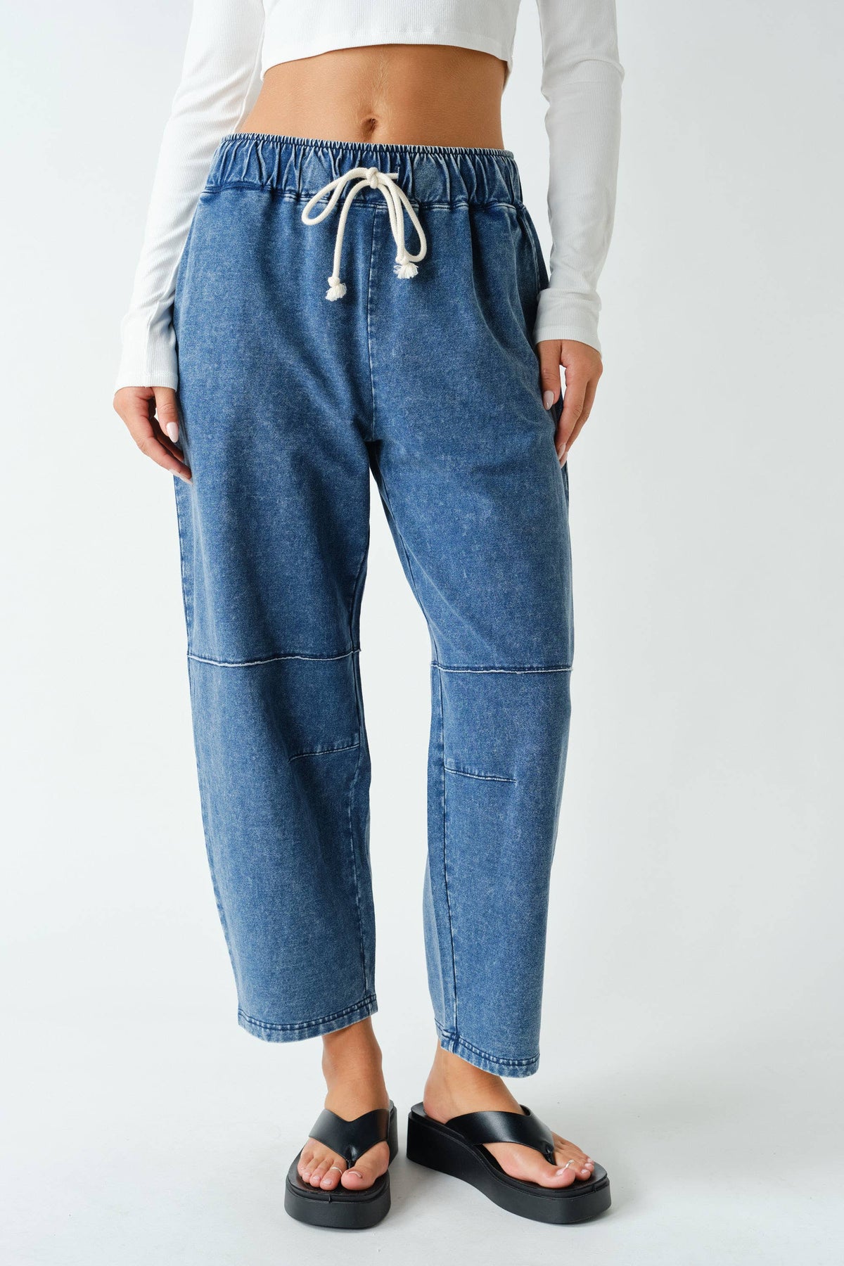Cotton Blend Mineral Wash Straight Pants