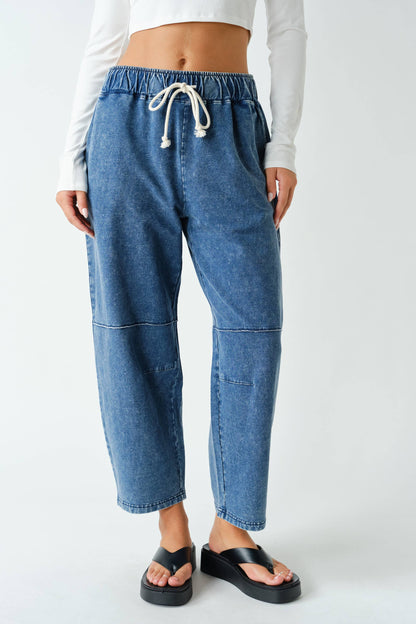 Cotton Blend Mineral Wash Straight Pants