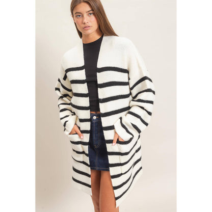 Open Front Stripe Cardigan
