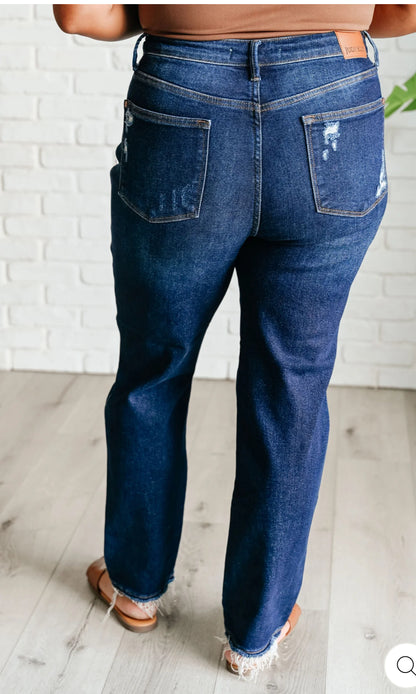MONTANA HIGH RISE RIGID MAGIC DISTRESSED STRAIGHT JEANS