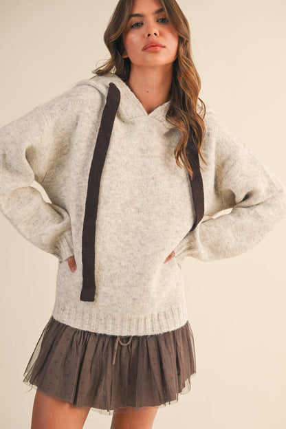 TERRI CONTRAST HOODIE SWEATER
