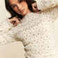 FLORAL PRINT MOCK NECK LONG SLEEVES KNIT TOP