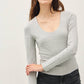 BASIC ULTRA SOFT STRIPED LONG SLEEVE TOP