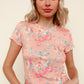 Floral Frilled Hem Short Sleeve