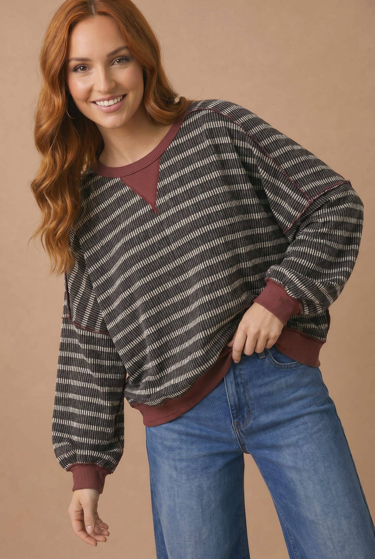 Stripe Oversized Sweatshirt