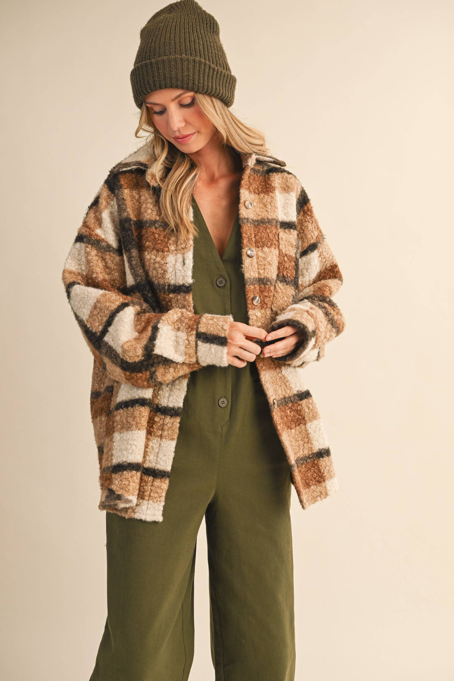 VIVIAN TEDDY PLAID OVERSIZED SHACKET