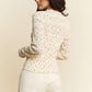 FLORAL PRINT MOCK NECK LONG SLEEVES KNIT TOP