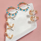 LINK DIAMOND CUT TURQ PEARL TRIO HOOP EARRING SETS