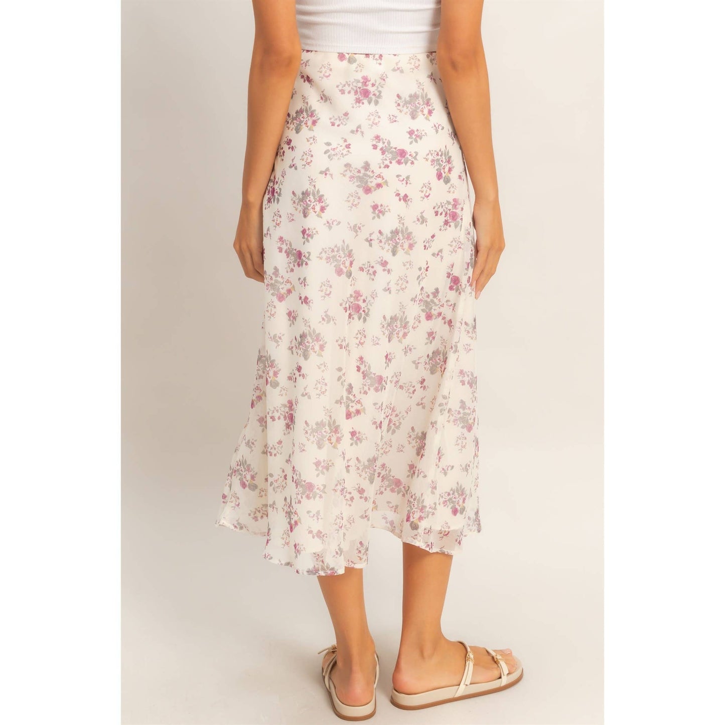 Floral Print Bias Skirt