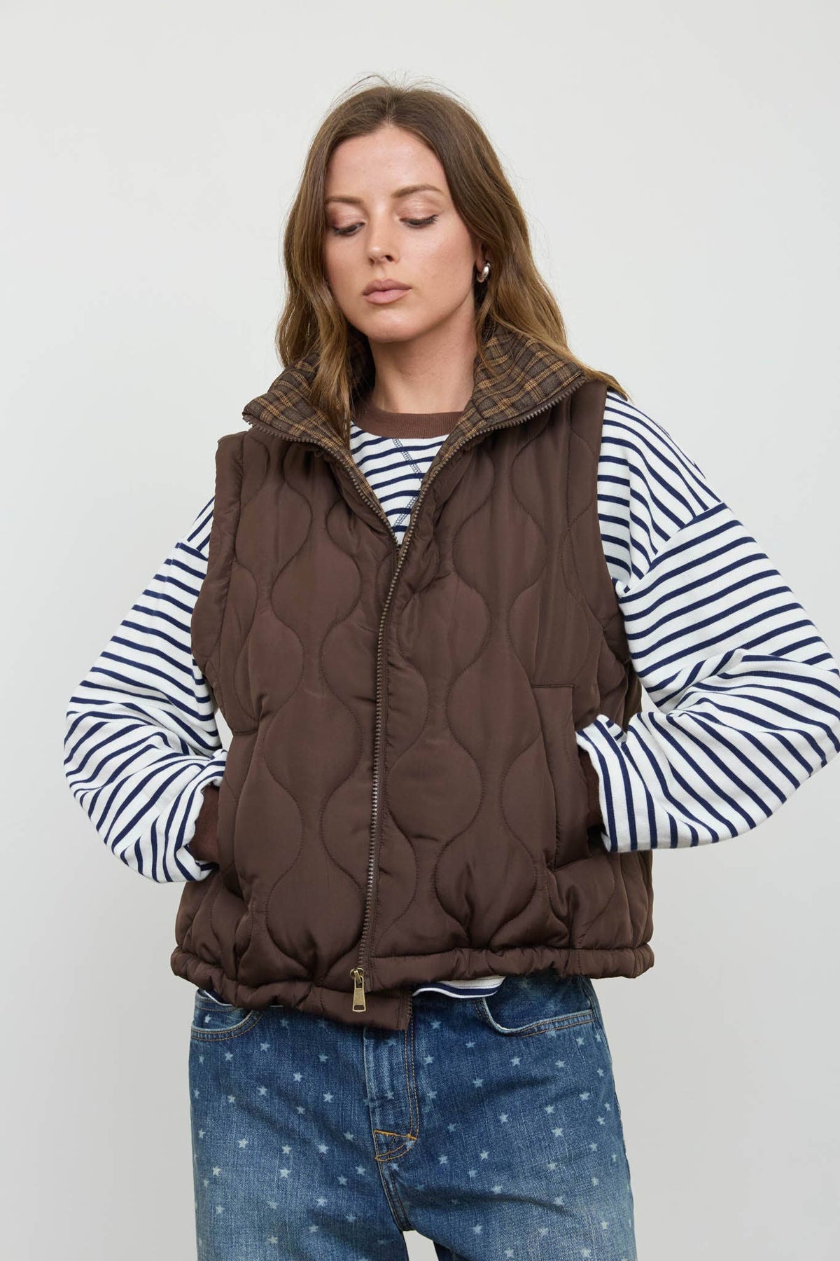 STELLA PLAID QUILTED VEST