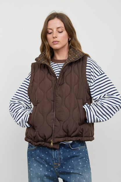 STELLA PLAID QUILTED VEST