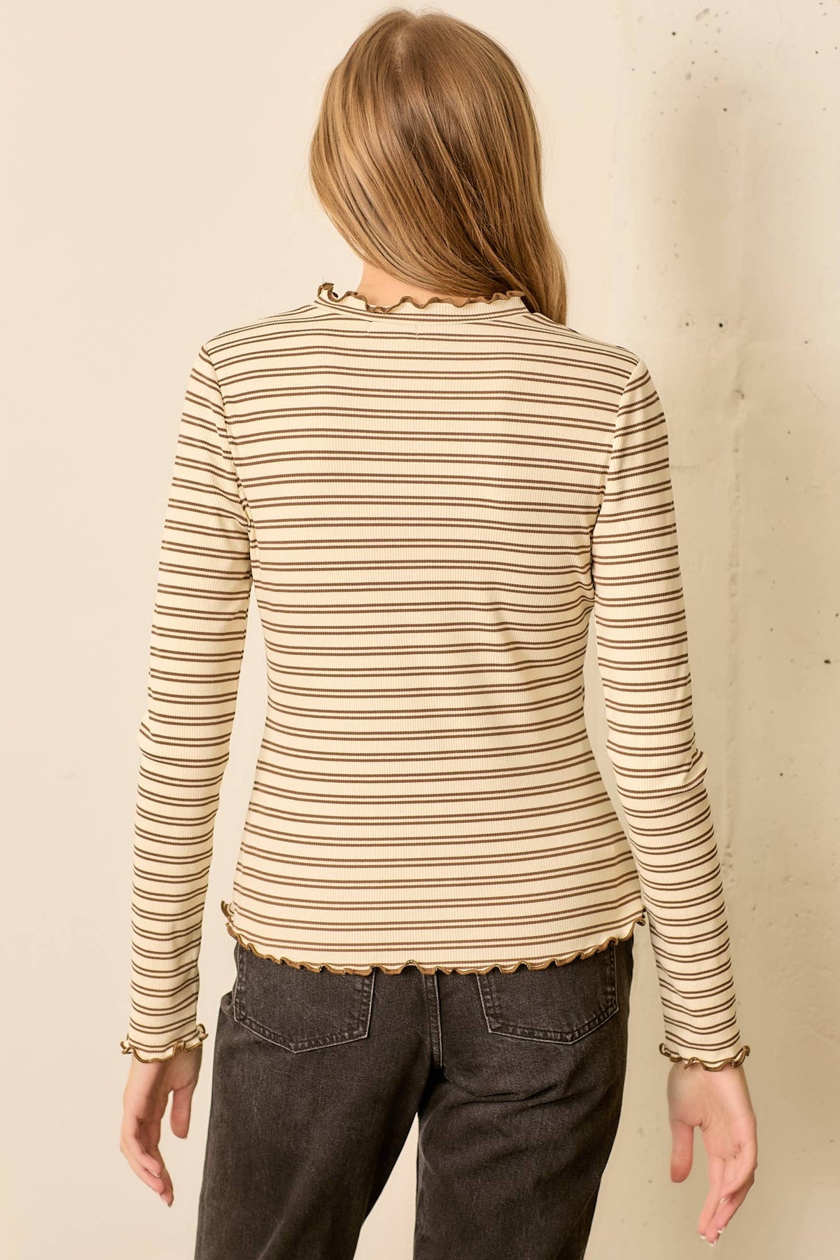 STRIPE MOCK NECK  TOP