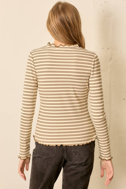 STRIPE MOCK NECK  TOP