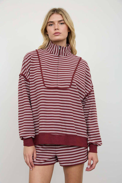 HALF ZIP STRIPE CONTRAST QUARTER ZIP