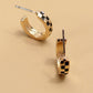 MINI CHECKER HOOP HUGGIE EARRINGS