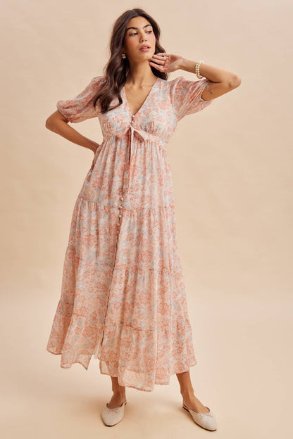 FLORAL BUTTON DOWN MAXI DRESS