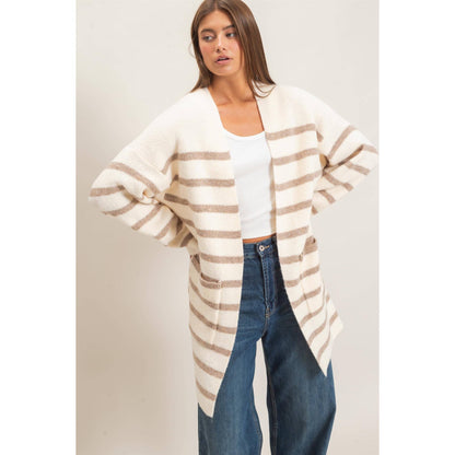Open Front Stripe Cardigan