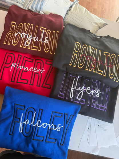 PRE-ORDER custom school crewneck