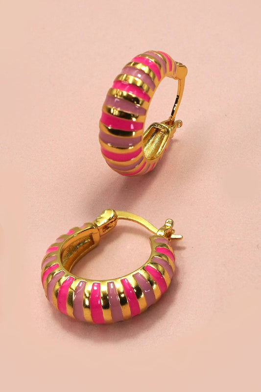 ENAMEL HUGGIE HOOP EARRINGS