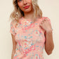 Floral Frilled Hem Short Sleeve