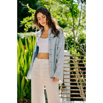 WASHED DENIM BUTTON DOWN