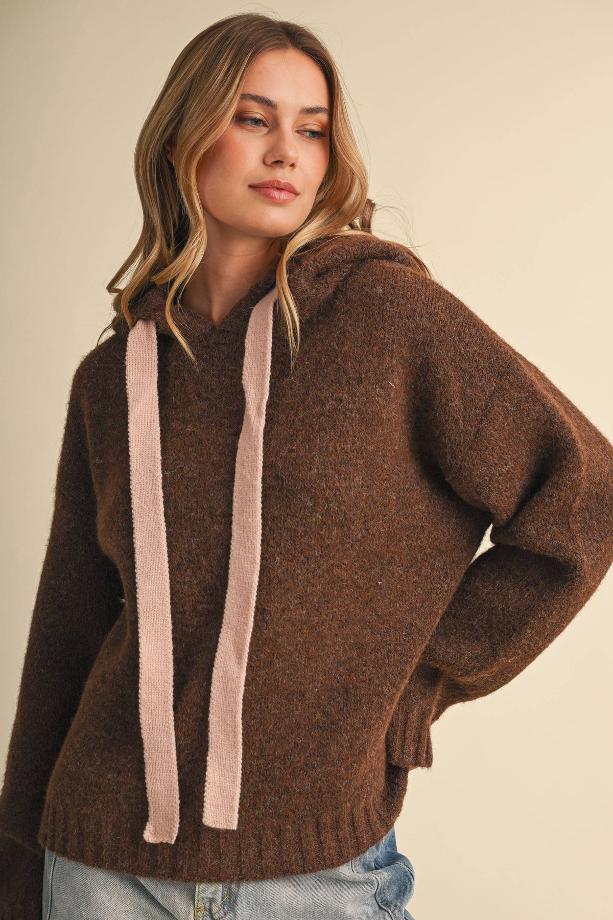 TERRI CONTRAST HOODIE SWEATER