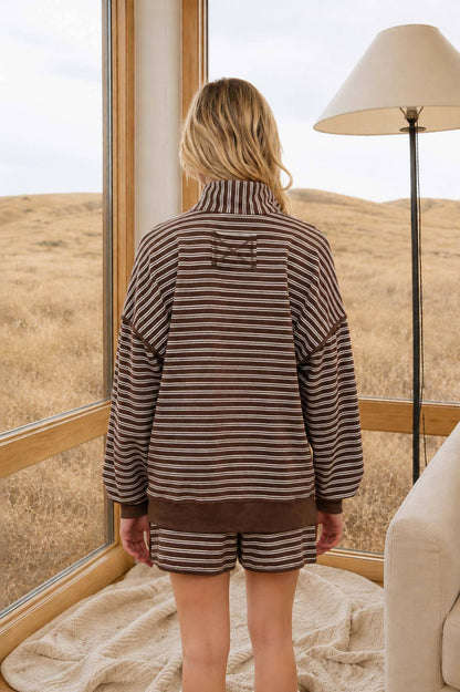 HALF ZIP STRIPE CONTRAST QUARTER ZIP
