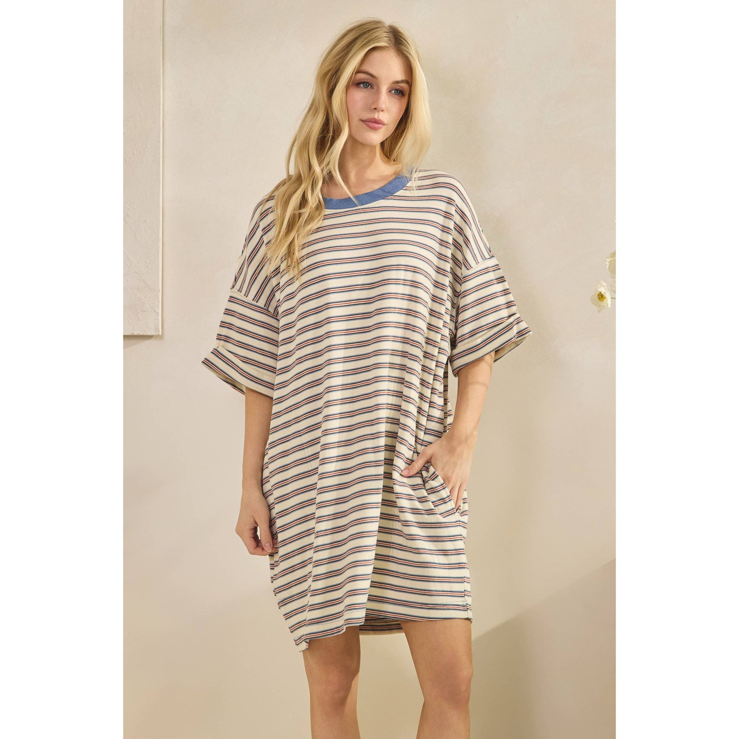 Stripe Knit Pullover Big Top Dress