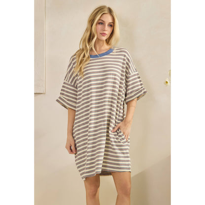 Stripe Knit Pullover Big Top Dress