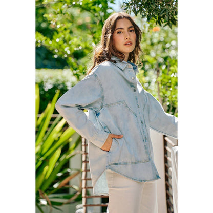 WASHED DENIM BUTTON DOWN