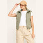 OLIVE CHEVRON QUILTED CROPPED PADDED VEST