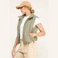 OLIVE CHEVRON QUILTED CROPPED PADDED VEST