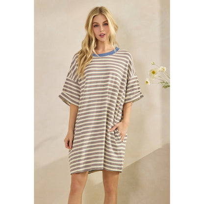 Stripe Knit Pullover Big Top Dress