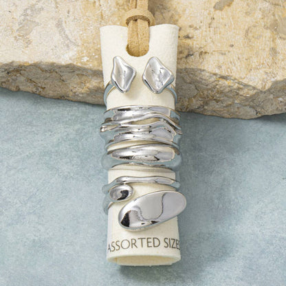 Molten Organic Nugget Stacking Ring Set